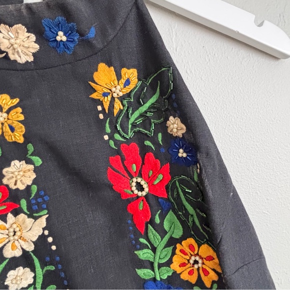 VTG Made Exclusively For Tesoro’s Philippines Embroidered Lines Blue Dress 10 - Picture 7 of 13